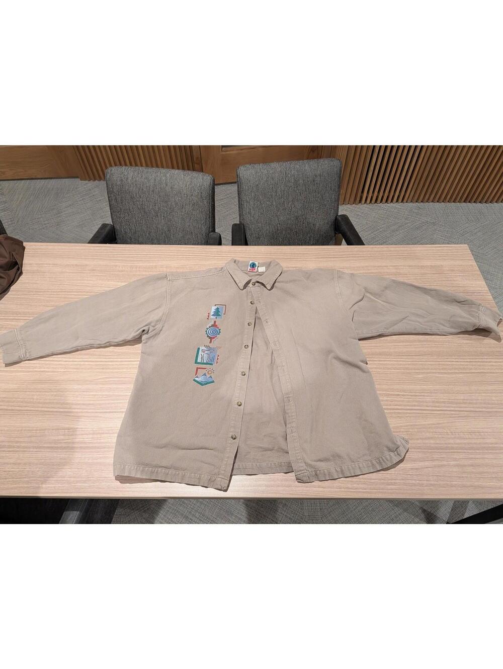 Vtg 90s WEK Southwestern Cotton Shirt Khaki XXL - Aztec Tribal Pattern Workwear